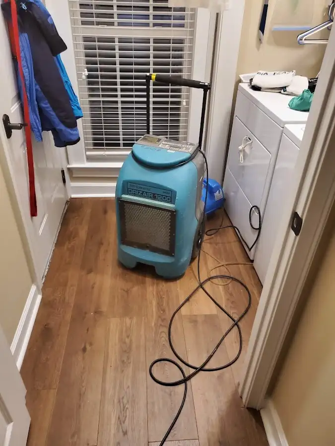 Commercial dehumidifier deployed for Flood Damage Cleanup in New Prague